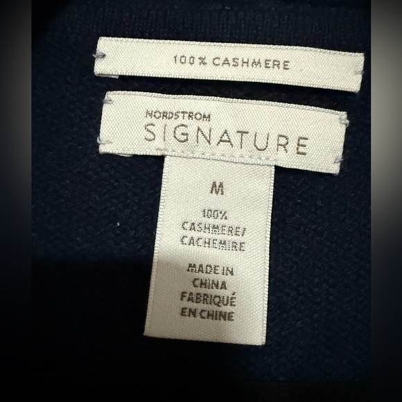 Nordstrom Signature Navy Blue Women's Open Front Cashmere Sweater Medium Cozy - Picture 8 of 9